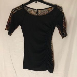 Black Top with Orange Design on Back